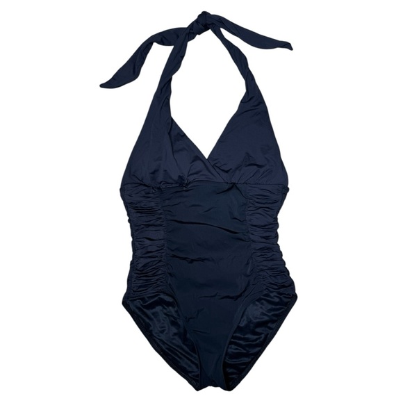 Spanx Ruched Halter Swimsuit size 8 Black One-Piece Slimming - Picture 1 of 6